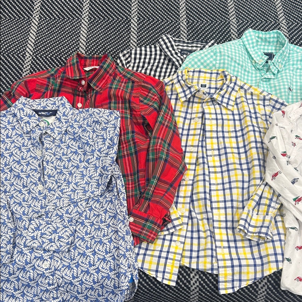 Lot of 7 Boys Dress Shirts - Sz. 6 | Boden, Janie & Jack, Andy & Evan, Vineyard